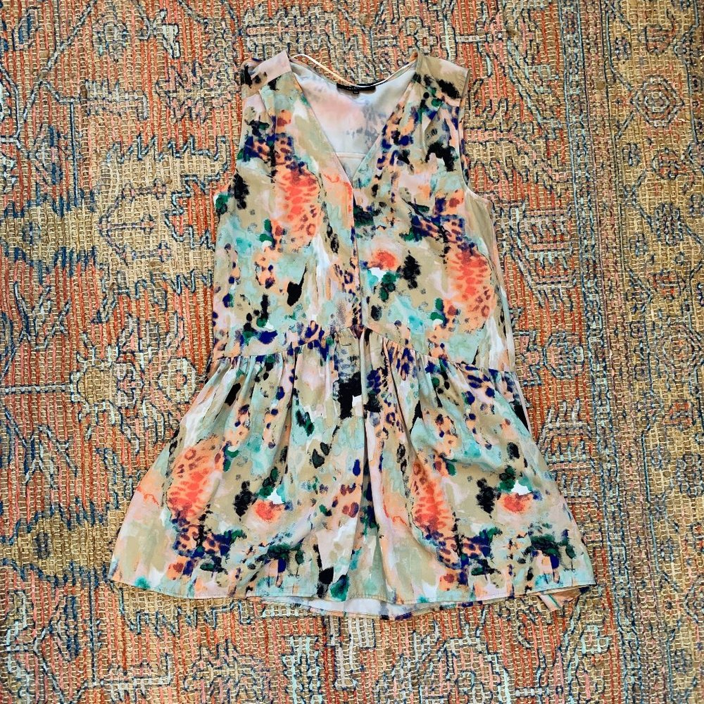 Multi-colored Shift Dress with Drop Waist